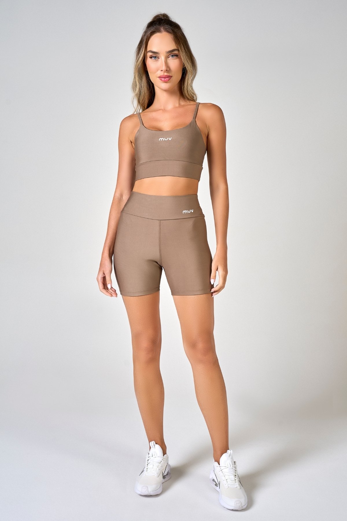Conjunto Feminino Short + Top Alça Classic - Camurça | Muv Fit