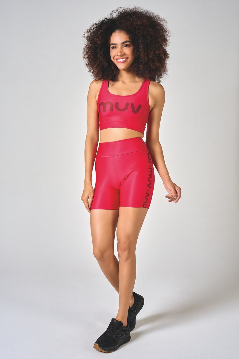 Conjunto Feminino Short Top Nadador Trendy Muv Vermelho Muv Fit
