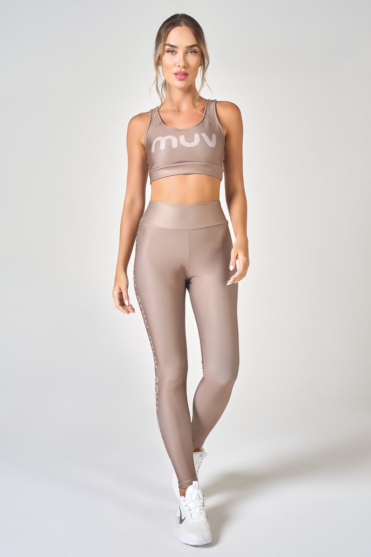 Conjunto Feminino Legging Top Nadador Trendy Muv Marrom