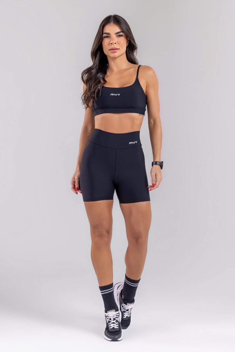 Conjunto Short e Top Alça Poliamida Basic - Preto